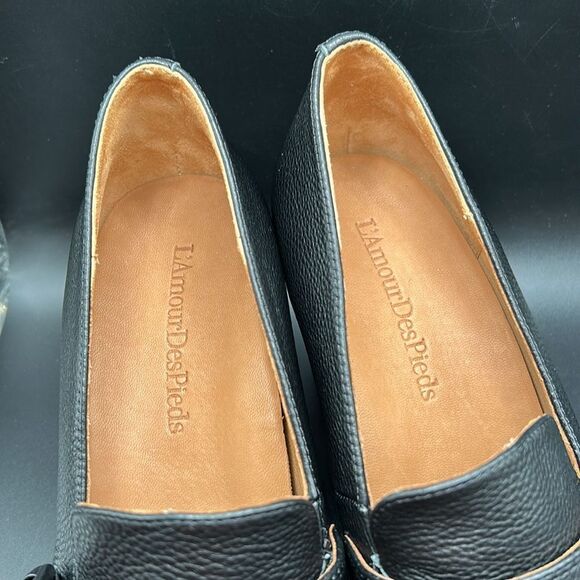 L'AMOUR DES PIEDS Quinziano Block Heel Leather Pumps Black Size 10 - Picture 4 of 10